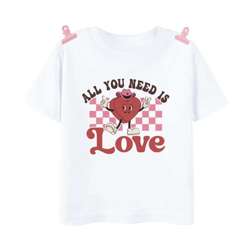 Valentina da mamãe Little Miss Valentine Impressa Girls Boys T-shirt Wild Tee Kids Kids Valentine's Day Party Camise