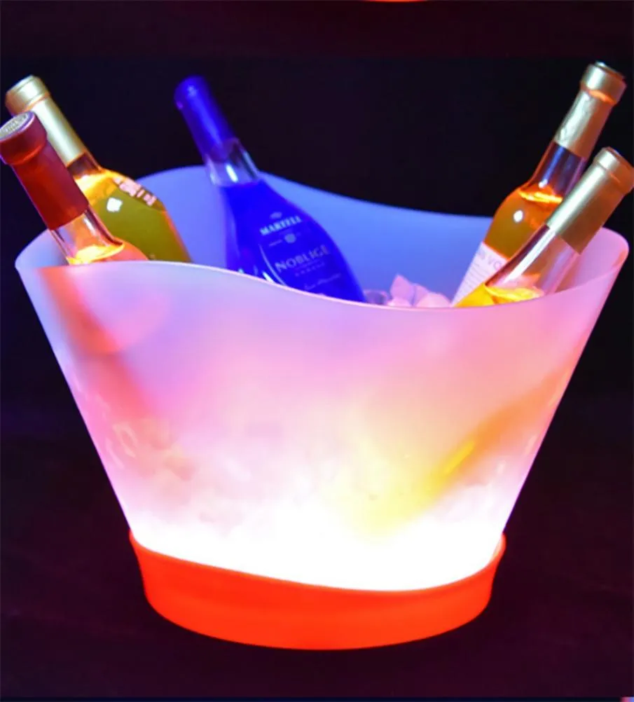 12L LED Rechargeable Ice Buckets 6 Color Bars Nightclubs Light Up Champagne Wine Bottle Holders Beer whisky Cooler2184684