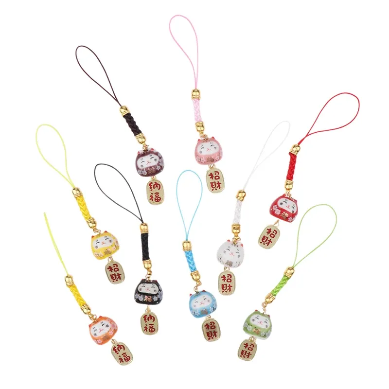 DIY süße süße glückliche Katzenhelfer Süßes Keychain -Bag -Zubehör Telefonschlüsselriemen Hang Charm Car Key Ringseil Dekor