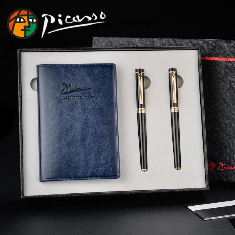 Pennor Pimio PS5501 Signatur Pen Male Lady Business Office Blue Notebook + Ink Pen Present Set