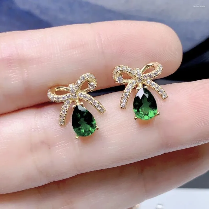 Boucles d'oreilles à goujons Natural Diopside Sterling Silver 925 Luxury Women's Gift Wedding Package Affranché Fine Bijoux