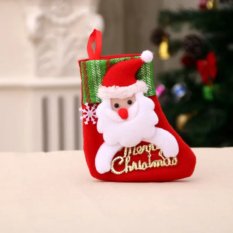 1 PCS Pluszowe pończochy świąteczne pończochy do wystroju domu kominek wiszący rodzina ornamentów, impreza, kraj, adorns, dekorativas
