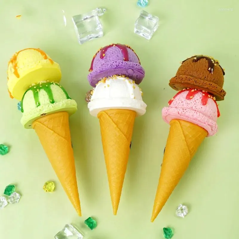 Fleurs décoratives décor de décoration décoration artisanat miniatures couleurs pu restaurant mignon simulation grosse glace à crème glacée modèle de réfrigérateur aimants