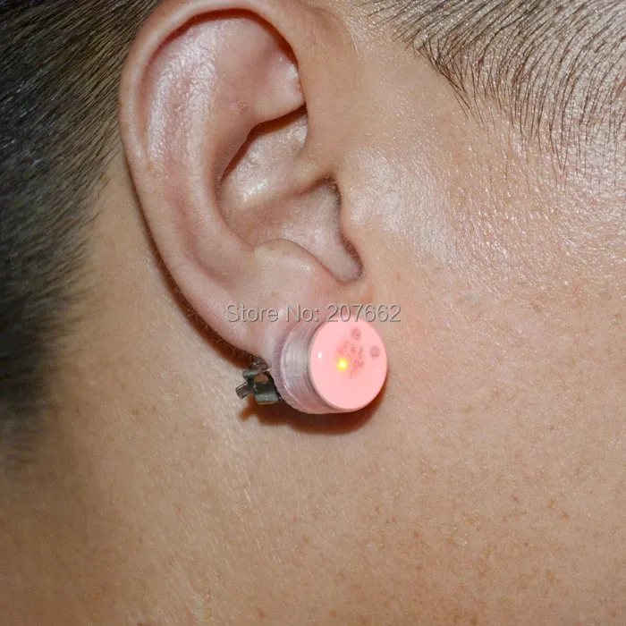 10pcs (5PAIRS) White Flash Orecchings unisex LED lampeggiante Clip Light su Earring Ear Stup Disco Disco Disco