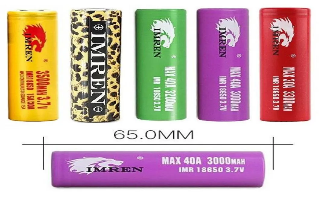 IMR di alta qualità IMR 18650 batteria oro verde rosso viola leopardo 3000MAH 3200MAH 3300MAH 3500MAH 37V 40A 50A Litio ricaricabile ad alta ricarica4554077