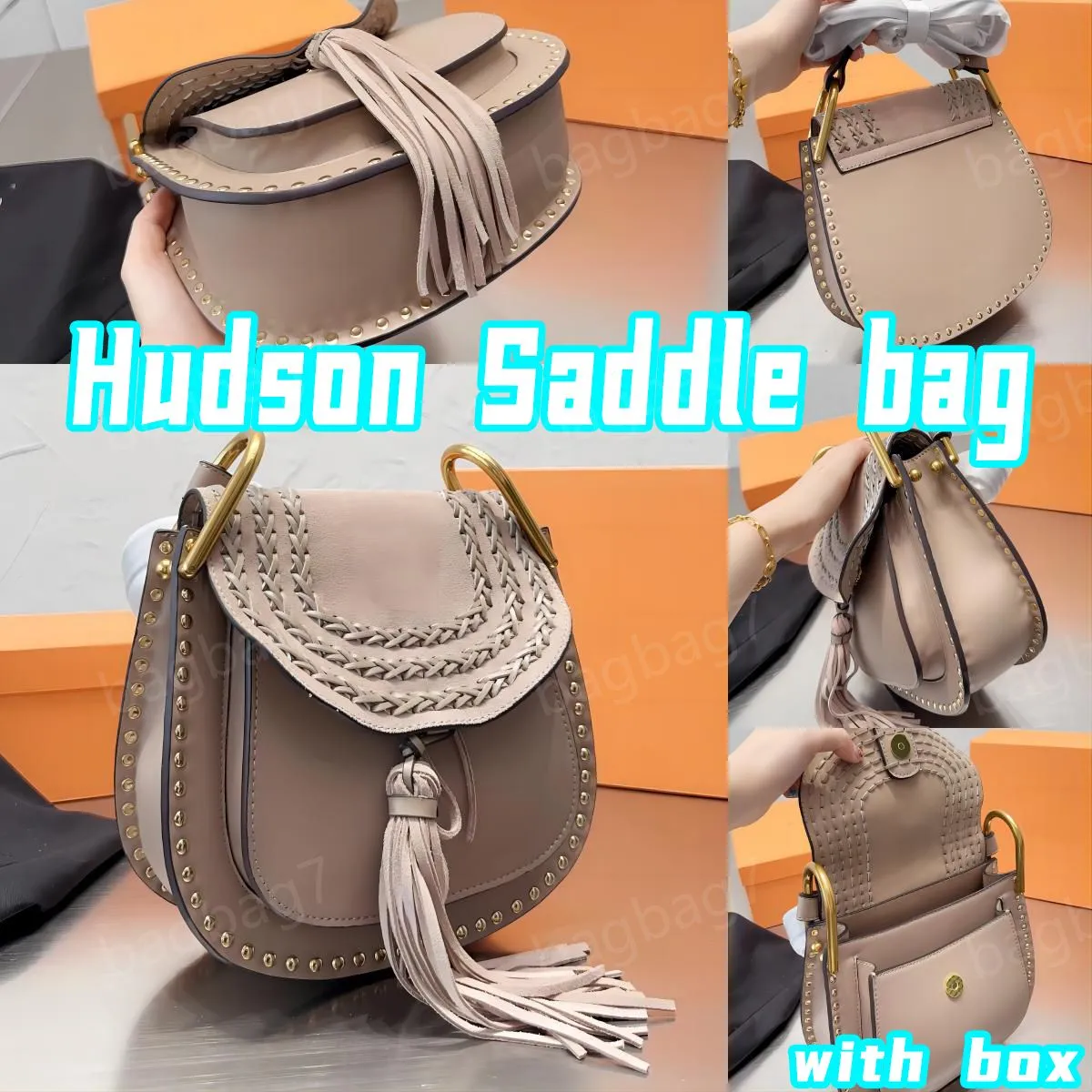 2024 Новый дизайнер Hudson Cowhide Saddle Bag 10a высшая роскошная сумочка женщина модная сумка для плеча Классическая сумка сцепления