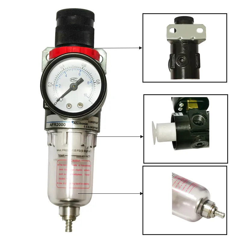 Filtre Séparateur Huile/eau Pour Compresseur PT1/4 Avec Manomètre - Neuf, Pour Atelier Et Bricolage