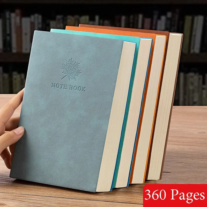 Cuadernos A5/B5 Línea horizontal de cuaderno y extra espeso Diario de negocios de notas gruesas Registro Libro de cuero suave PU de cuero