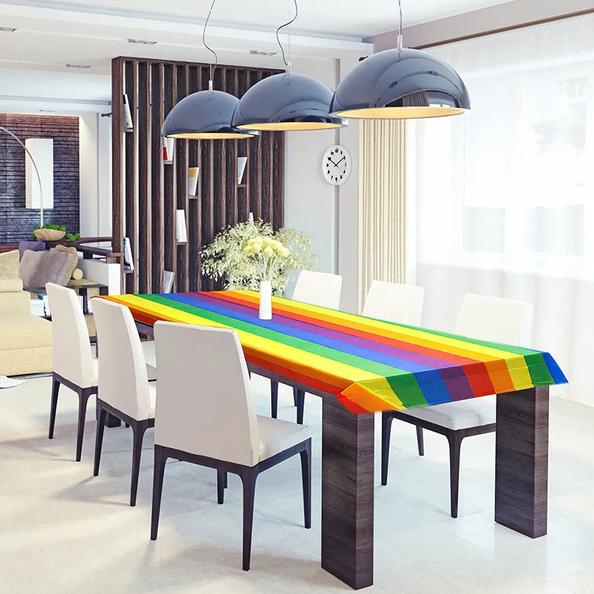 1/2/4Pcs Rainbow Table Tablecloth ectangular Decorative Colorful Table Cloth Colorful Rainbow Theme Birthdays Party Supplies