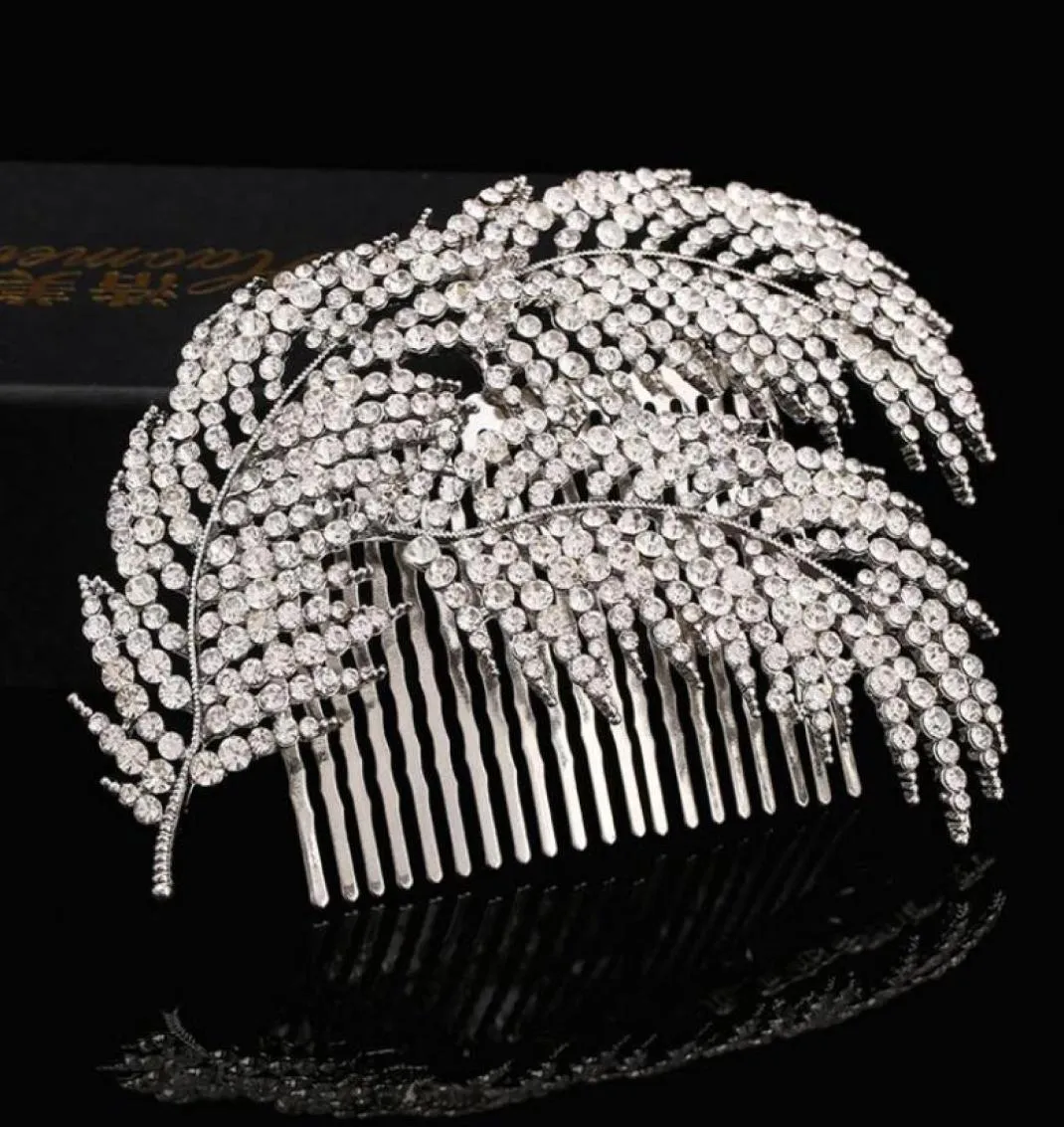 Moda Gelin Düğün Tiaras Çarpıcı Rhinestone Fine Comb Gelin Mücevher Aksesuarları Kristal Saç Fırçası LY687792104