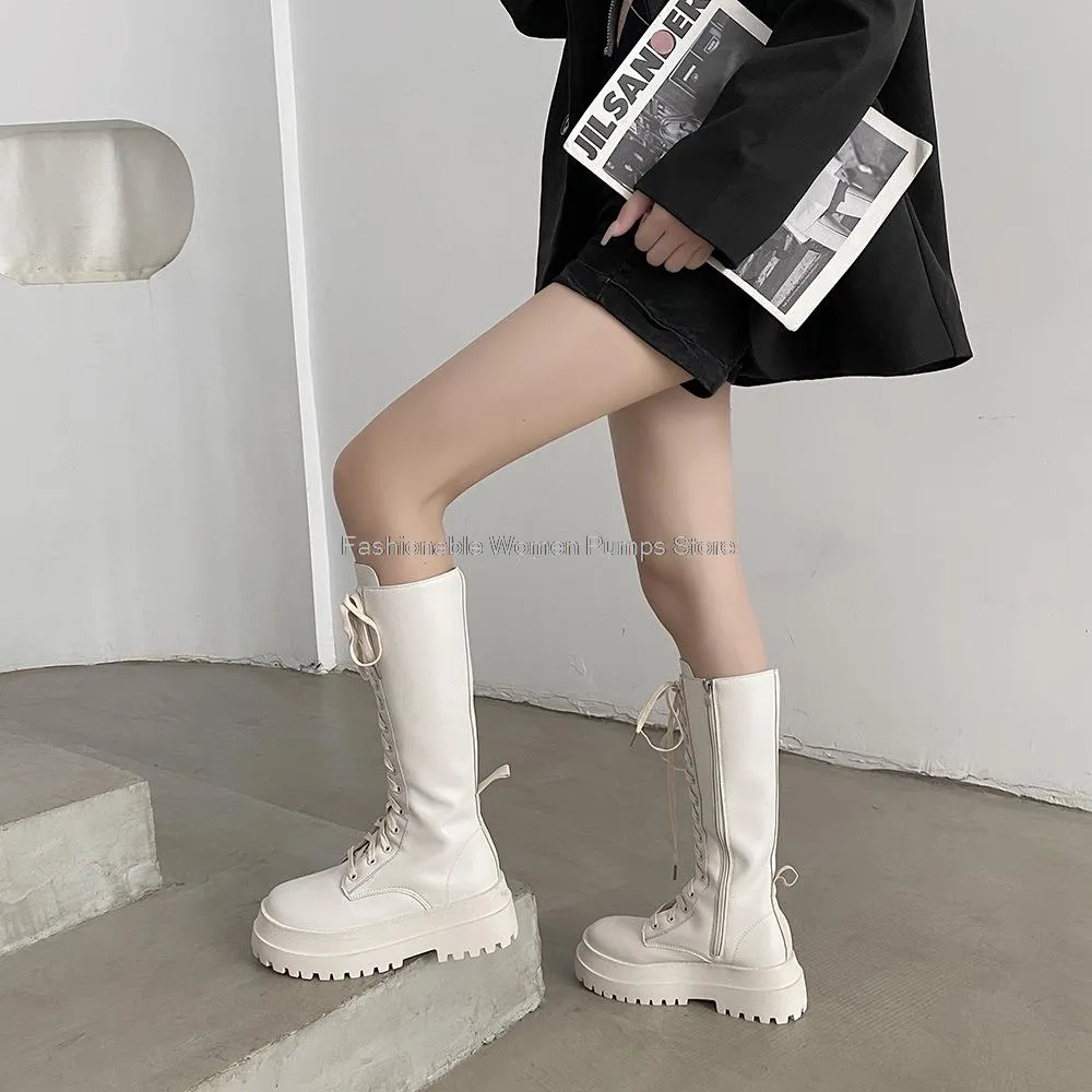Women's Platform Knee High boots near me with Lace-Up