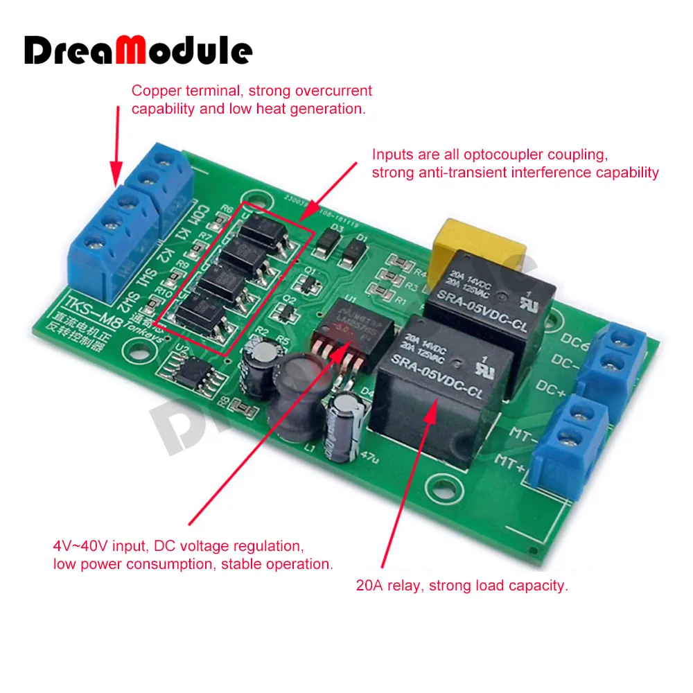 20A DC Motor Forward Reverse Controller, High-Current Motor Control ...