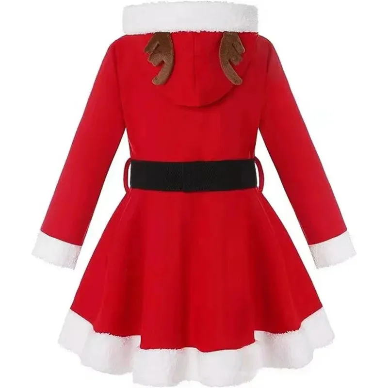 youth christmas dress Red Elk baby hoodie Christmas Dress for Girls - Perfect for Parties and Festive Occasions - Available in Youth Sizes 4-14 Years Old