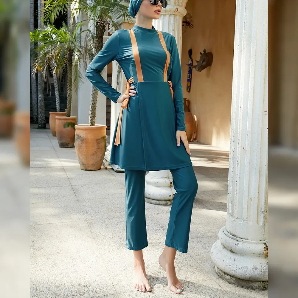 Muslim Women's Burkini Swimsuit – 3-Piece Full Cover Modest Swimwear With Hijab (Plus Size Available)