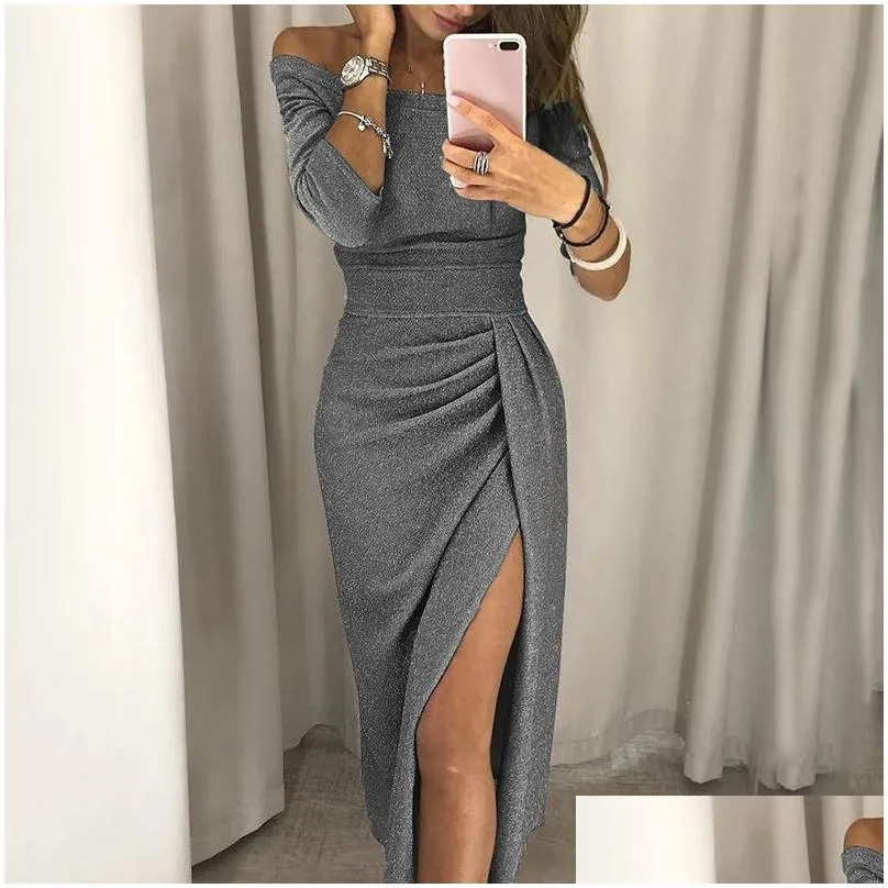 Urban Sexy Dresses Spring Summer Women Clothes Elegant Long Dress Y Club Evening Party Off Shoder High midje Vestido 220423 Drop Deliv Dhg6s