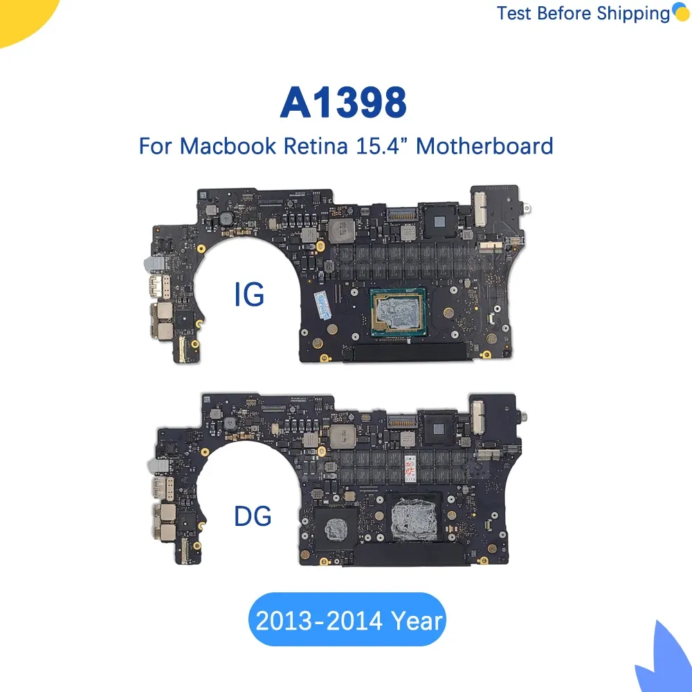 Skärmens ursprungliga bärbara datorer A1398 Moderkort för MacBook Pro Retina 15.4 "2,8 GHz 16 GB Logic Board 8203662A 8203787A 20132014 År