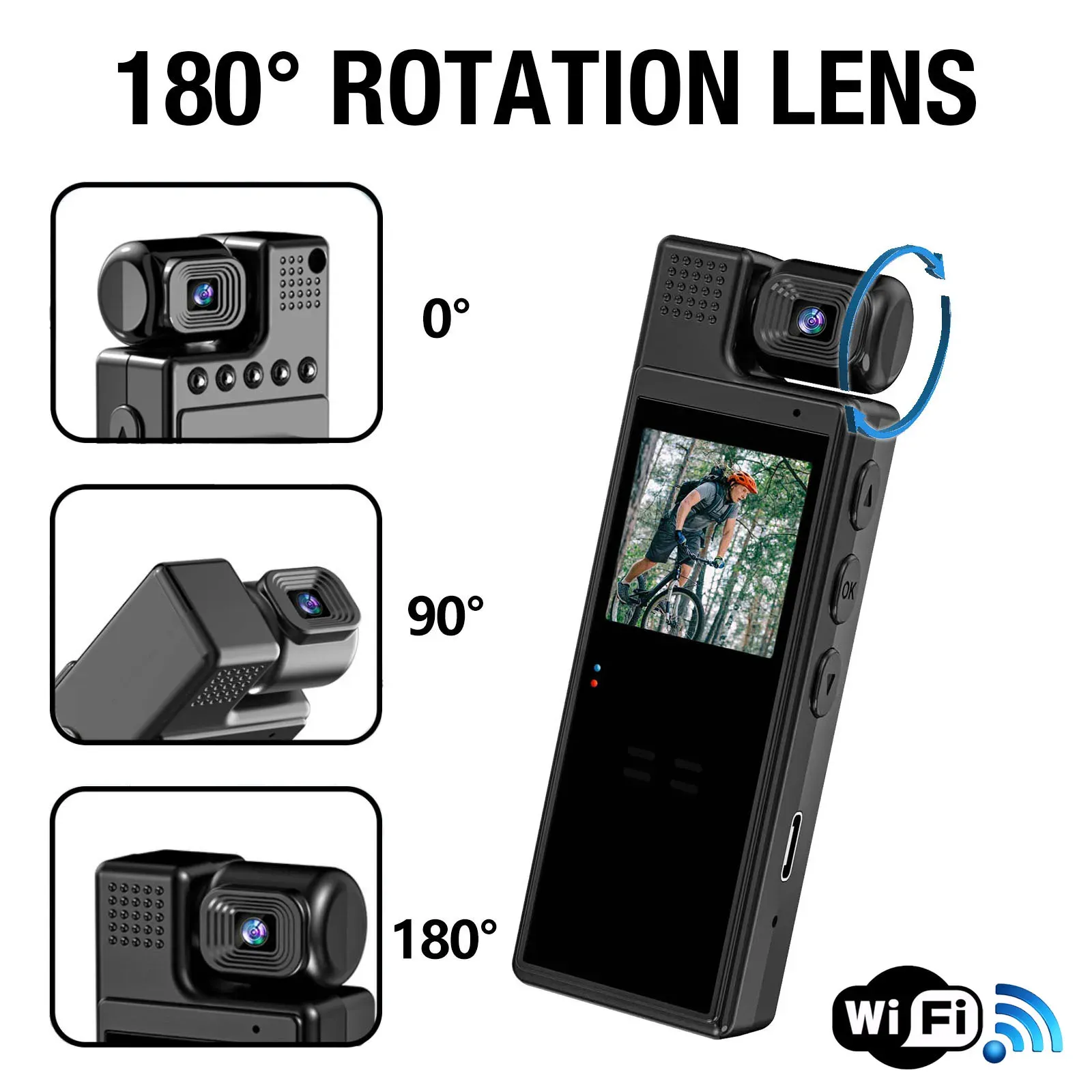 Cameras 2023 Wifi 1080P Full HD Video Recorder 180 Ratotion Lens Camcorder with Night Vision Portable Conference Outdoor Action Camera