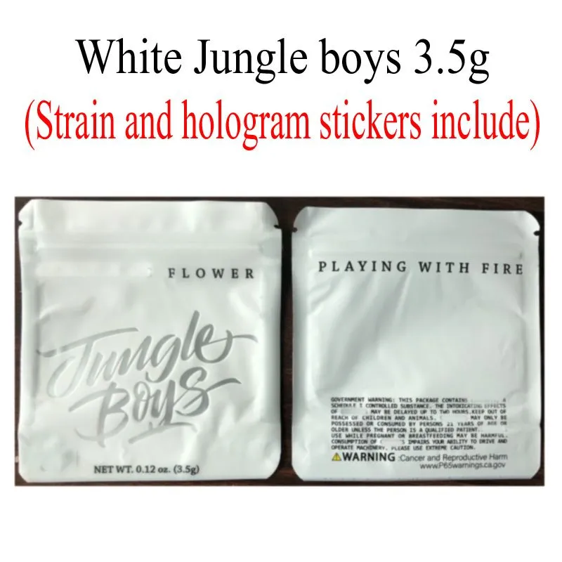 3.5g 7.0g OZ 1 Pound white Jungle Boys Packaging Smell Proof Bags Child Resistant Jungleboys Stand Up Pouch for Dry Herb Flowers