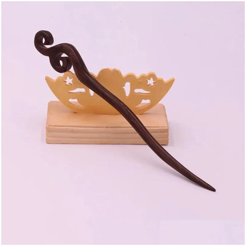 Clips de cheveux Barrettes vintage de qualité supérieure pick de santalon en bois naturel arabe-feu ethnique en épingle à cheveux chinois dhle0