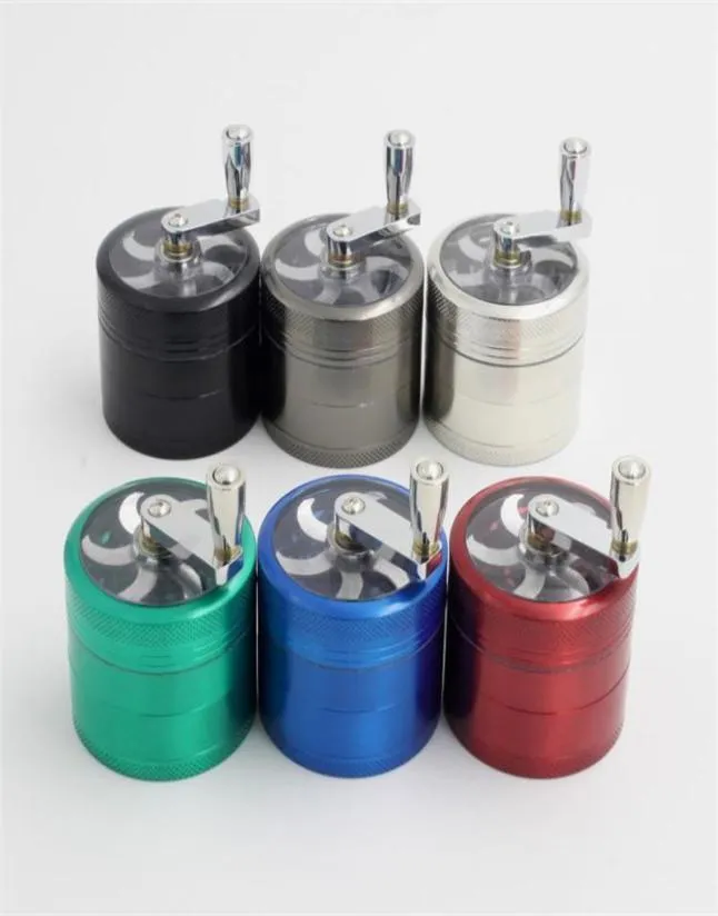 Nya 56mm 4layers Zicn Alloy Hand Crank Tobacco Grinders Metal Kvarnar för örter örtslipare1261873