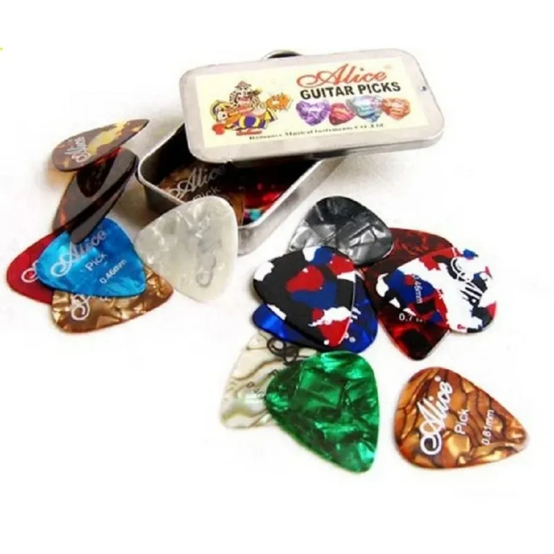 Colorful Celluloid Pick Plectrum Set - 12/20/in Cute Round Metal Box ...