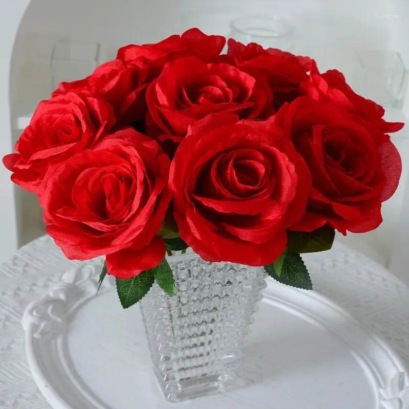 Fleurs décoratives Simulate Flower Wave Ball Short Rose Bouquet Home Wedding Decoration Jure