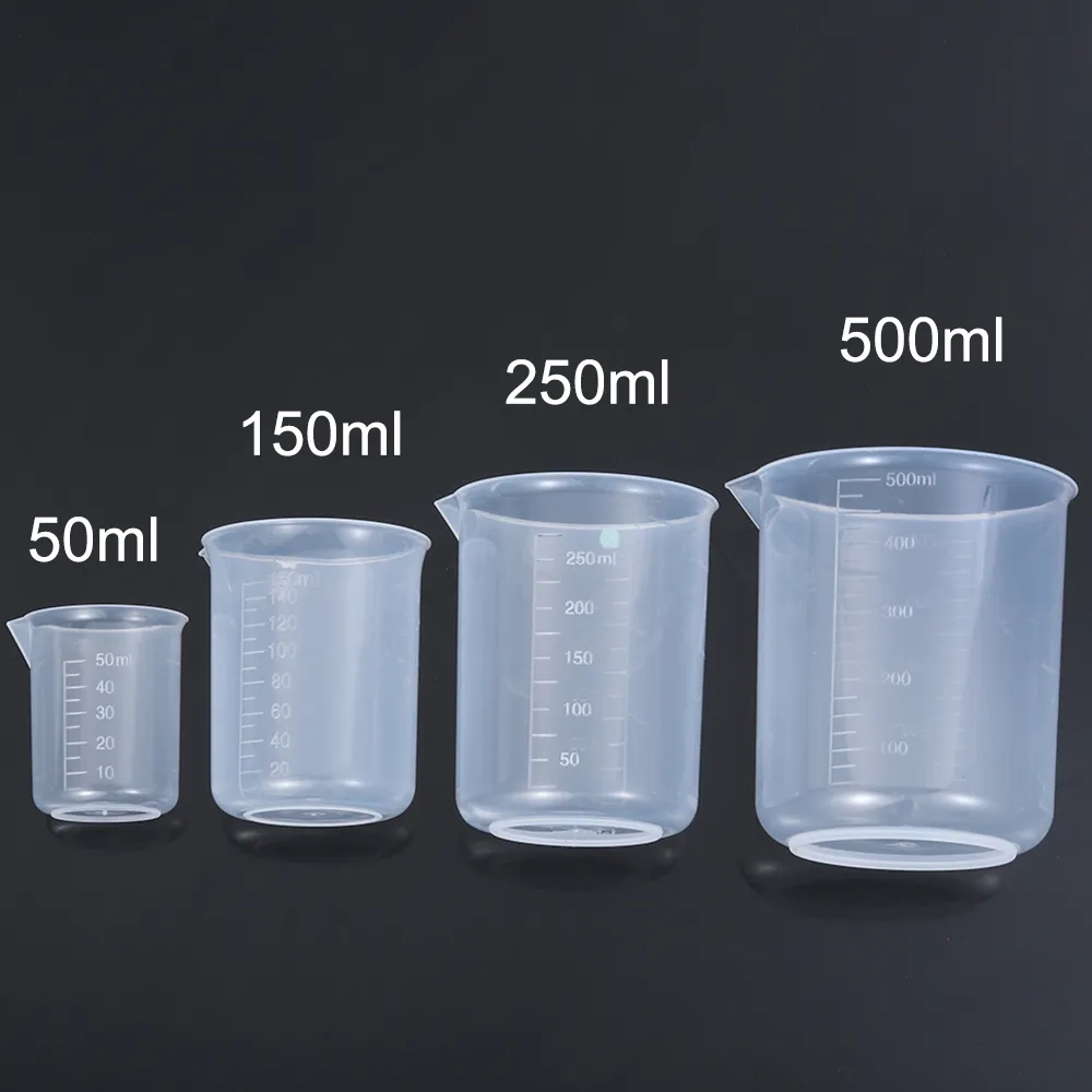 50/150/250/500 ml Plastmätkopp för laboratoriebägare Graderad muggkök bakmatning mätverktyg