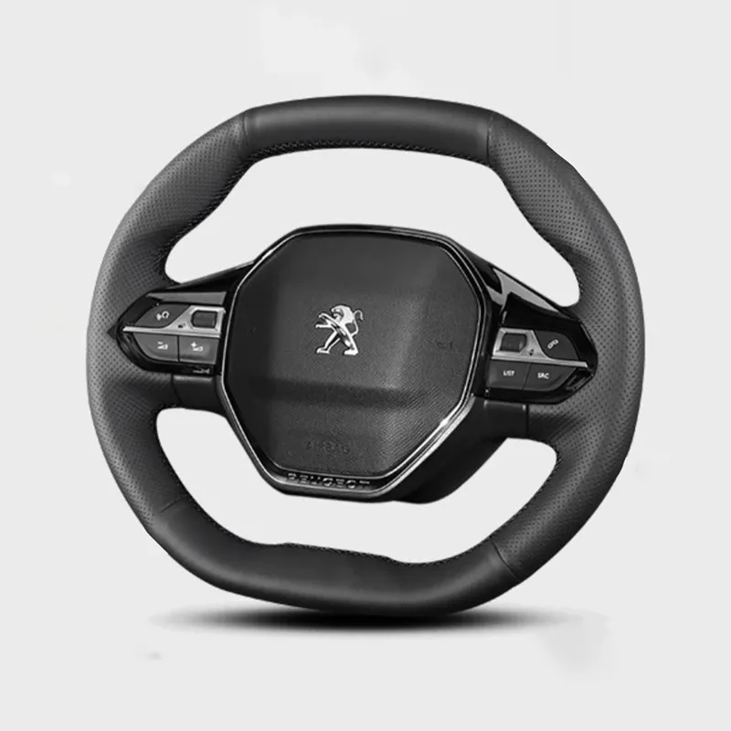 DIY Artificial Leather Hand-stitched Car Steering Wheel Cover For Peugeot e-208 2020 508 208 2019 2020 3008 4008 5008 2016-2019