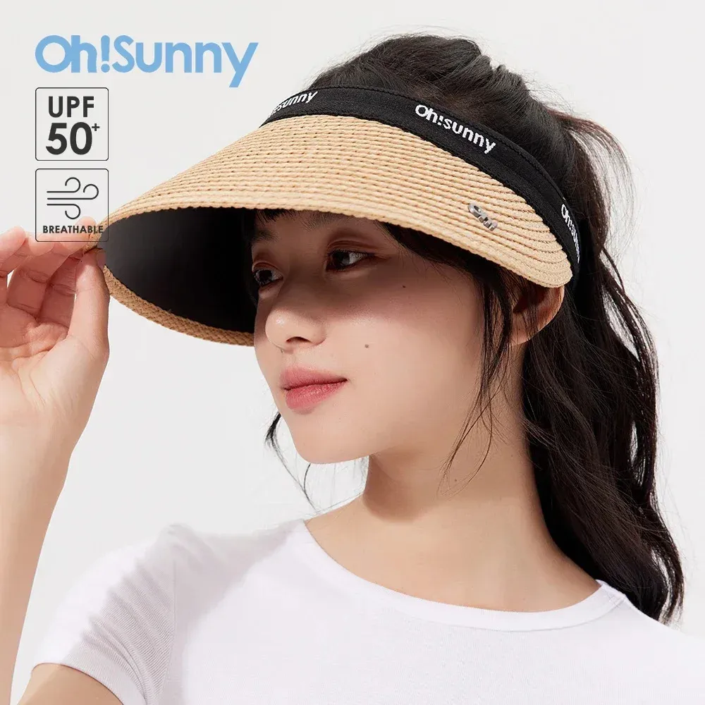 Ohsunny Women Empty Top Sunhat UV Protection Bucket Hat Unisex Antiuv UPF50 Justerbar solvisir för sommaren utomhus Beach240409