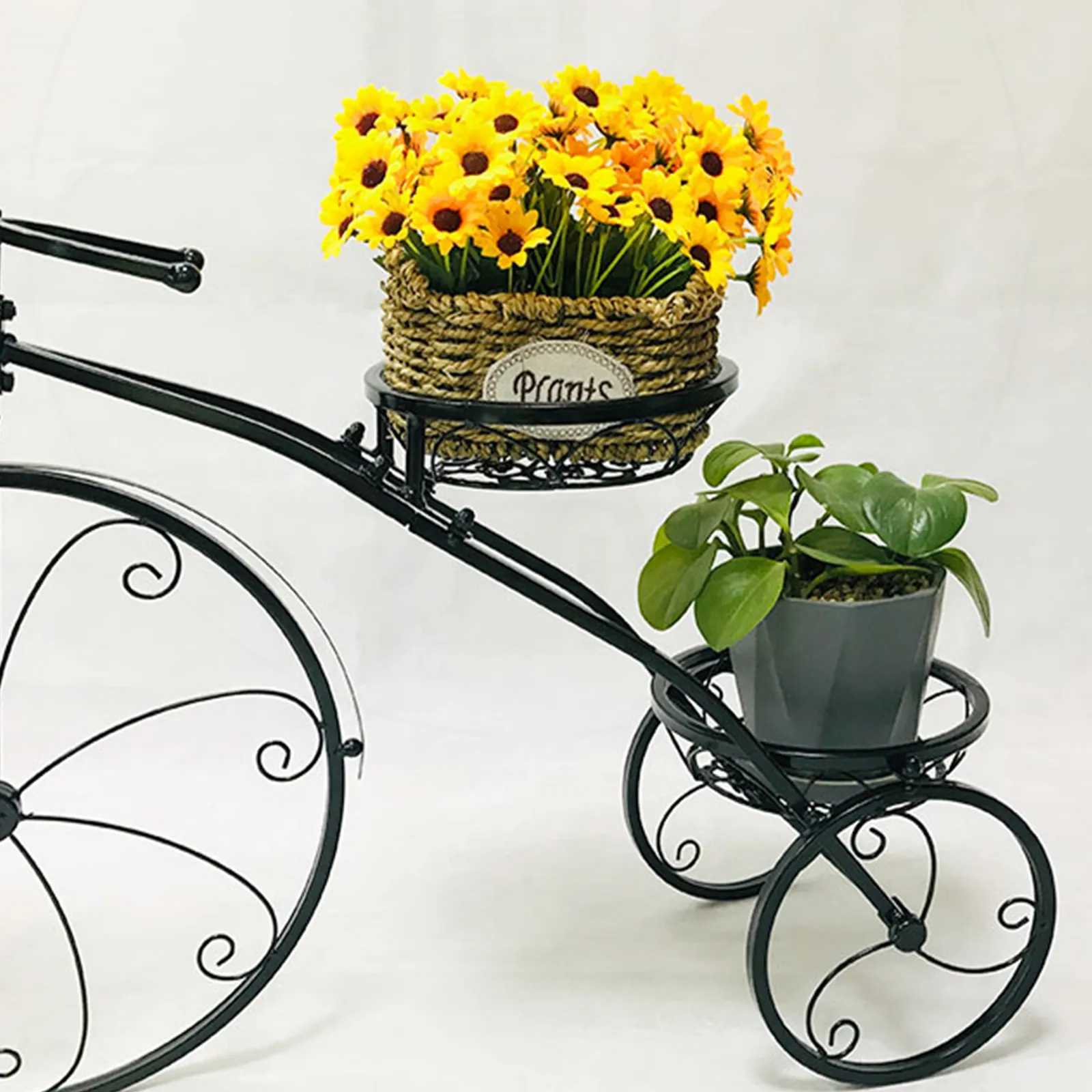 White Tricycle Cart Planter Rack with Wheels Frost-Resistant Outdoor Plant  Stand for Garden Patio from Dhgate Hammocks - price 202.49, image size:1600x1600
