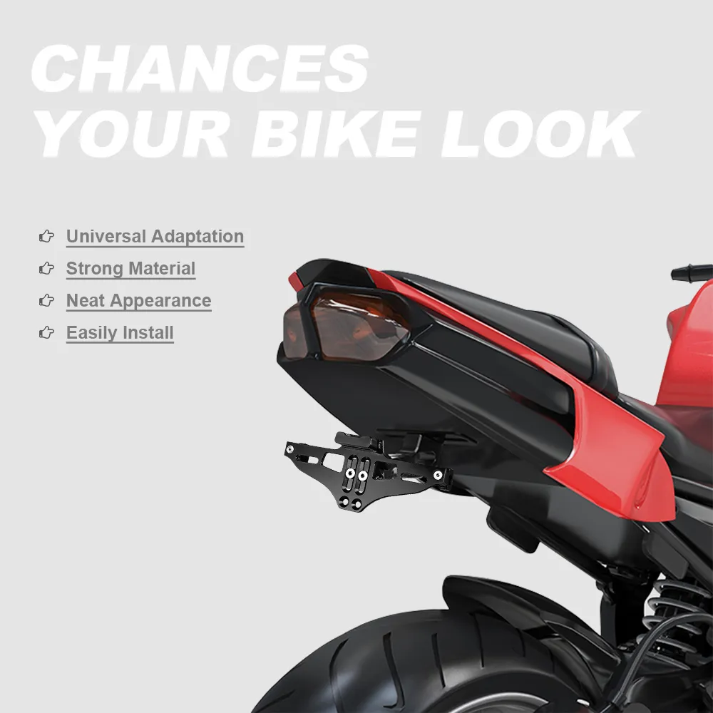 Support Plaque Immatriculation Moto YKSM Pour Honda VFR 750 / VFR800 F - Cadre Aluminium CNC (Noir)