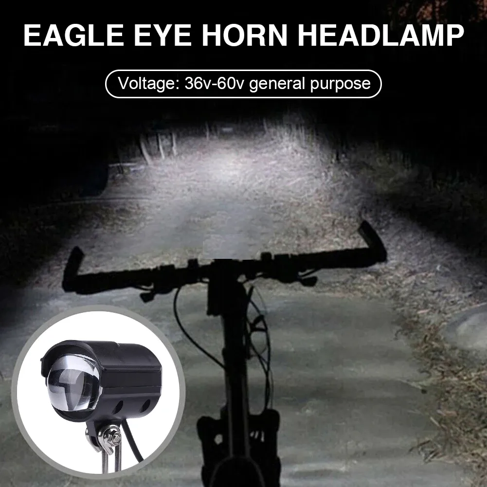 36V-60V Bike Horn Light Light Electric Bicycle LED phares étanche 2 en 1 corne de moto Lumière E-Scootter Bicycle