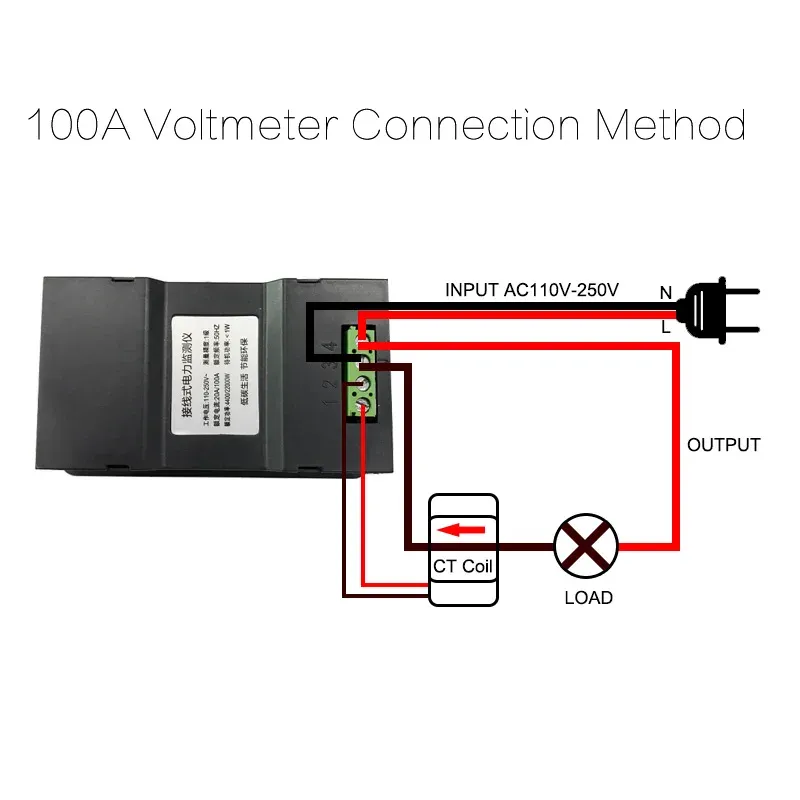 AC 20A/100A عدادات الجهد الرقمي مؤشر الطاقة الطاقة فولتميتر مقياس AMMETRAT