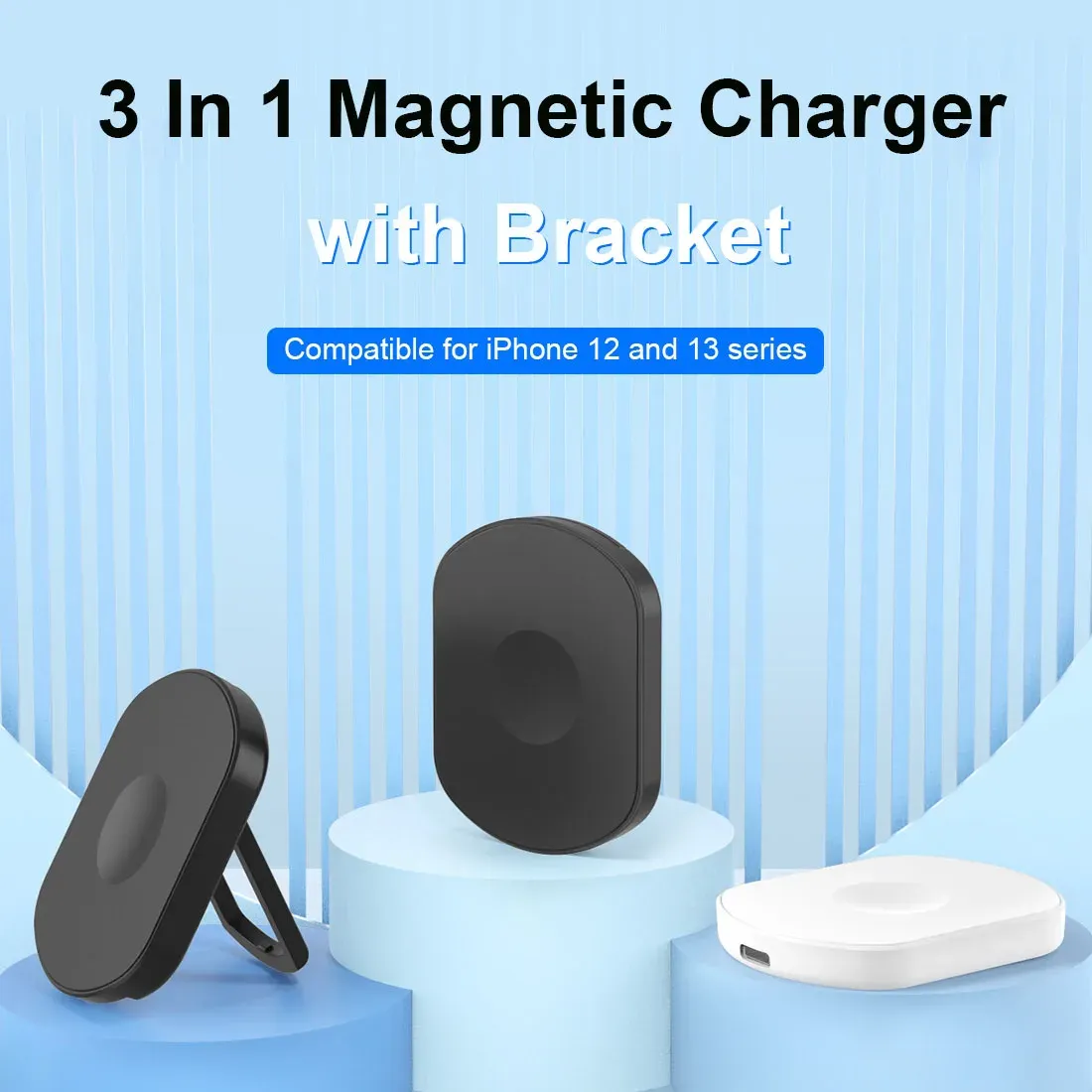 Chargers 3 in 1 Magnetic Wireless Charger For iPhone 12 13ProMax Macsafe Charging For Magsafe Apple Watch Airpods Pro Maxsafe With Holder