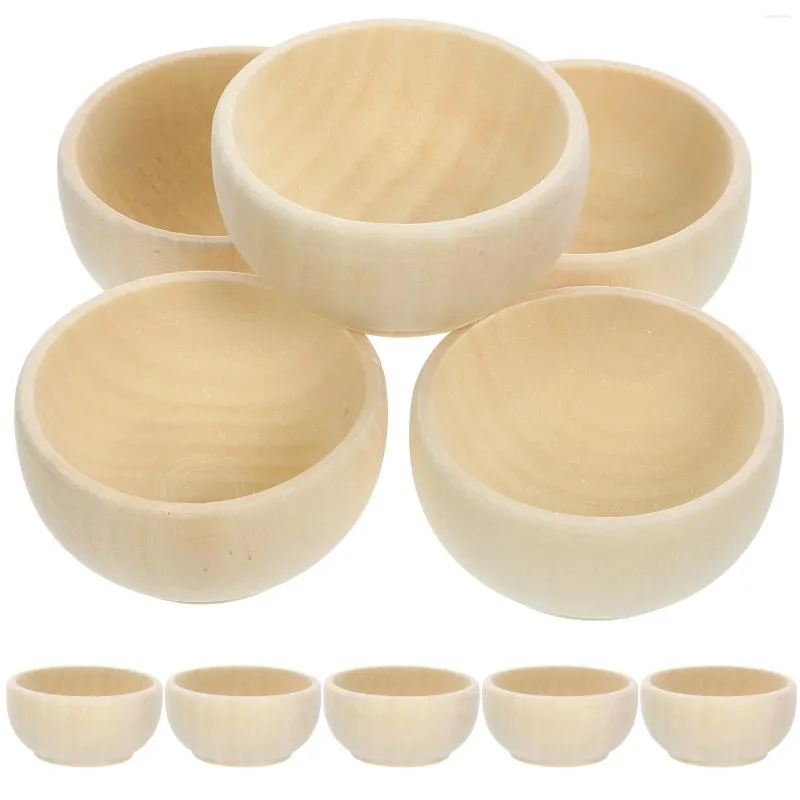 Bols 10 pcs Small Wood Bowlware pour dessiner des artisans de bricolage