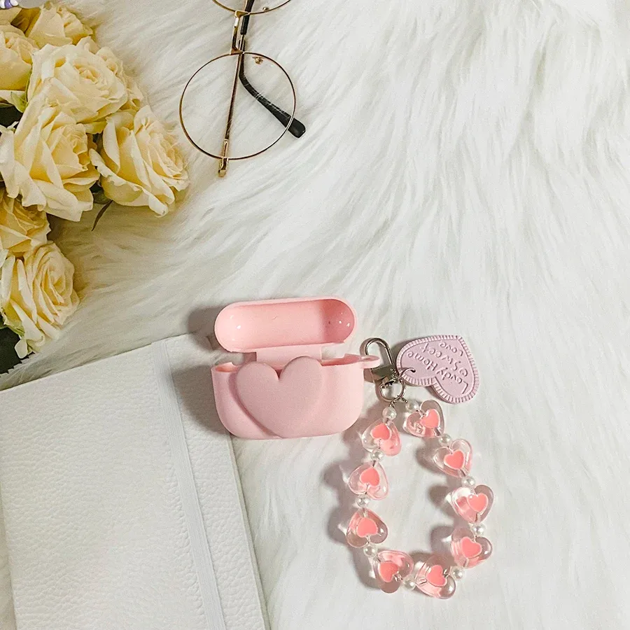 Lovely Love Silicone cover earbuds with Wrist Chain Lanyard Lovely Love Silicone cover earbuds with Wrist Chain Lanyard