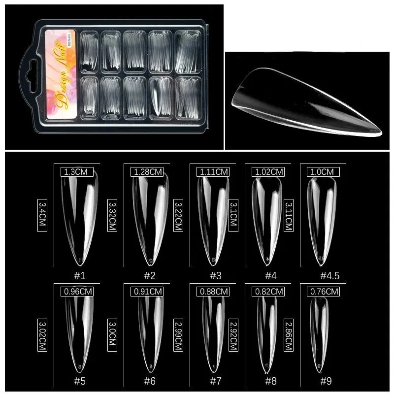 /boxナチュラル透明なシームレスな爪フルカバレッジ虚偽の爪のヒント爪のための短いT字型フルカバーヒント