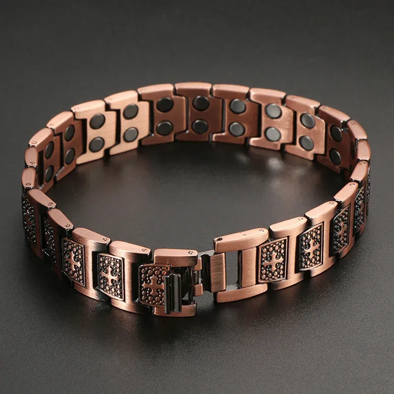 Mens Elegant Pure Copper Therapy Link Bracelet Reduce neuropathy