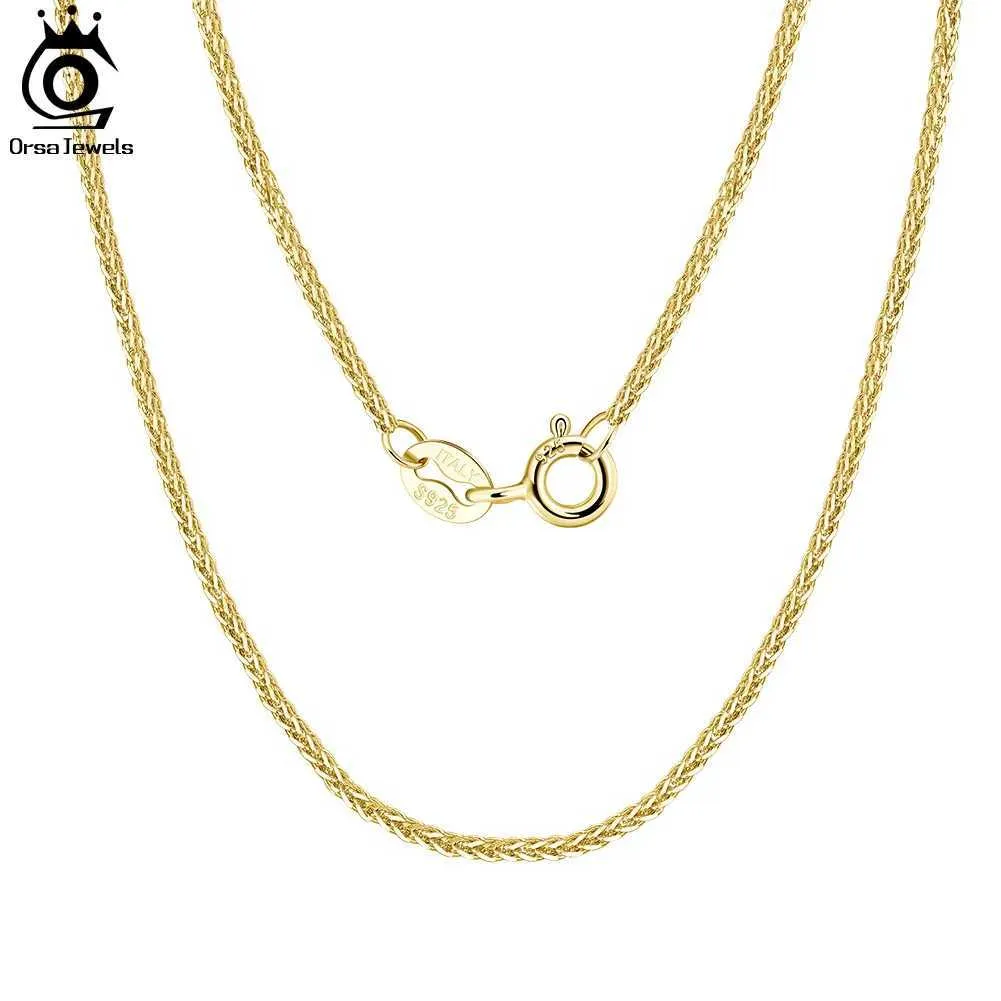 Colliers de pendentif Orsa Jewels italien fait à la main 1,2 mm chopin chopin collier solide 925 argent sterling féminins 14K Bijoux à chaîne plaquée or SC53Q