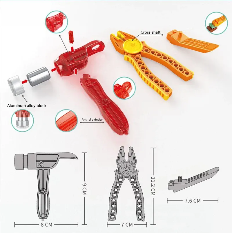 Abgebautes Gerät DIY Hammer Tabellanzug Klassische Baugruppe Entferner Baustein Ziegeltrennwerkzeug Idea MOC Creative Kid