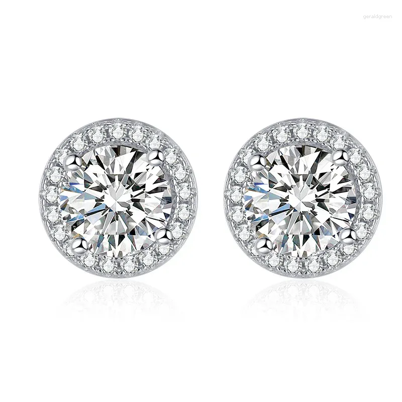 Stud Earrings Round Full Diamond Classic Inlaid With Ultra Sparkling Zirconia Stone For Noble And Elegant Temperament Of Women