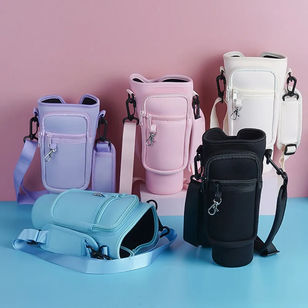 40oz Water Bottle Carrier Bag Adjustable Shoulder Strap Cup