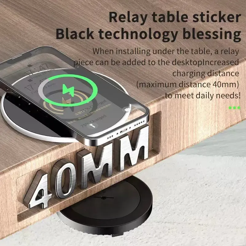 Chargers 40MM Hidden LongDistance Wireless Charger Base for iPhone 14/13/12/11 Pro Max/Samsung Mobile Phone Wireless Charger Stand