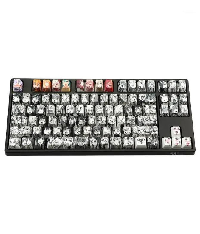 Keyboards PBT 110key Ahegao Keycap Dye Sublimation OEM Profile Japanese Anime For Cherry Gateron Kailh Switch Mechanical Keyboard11433392