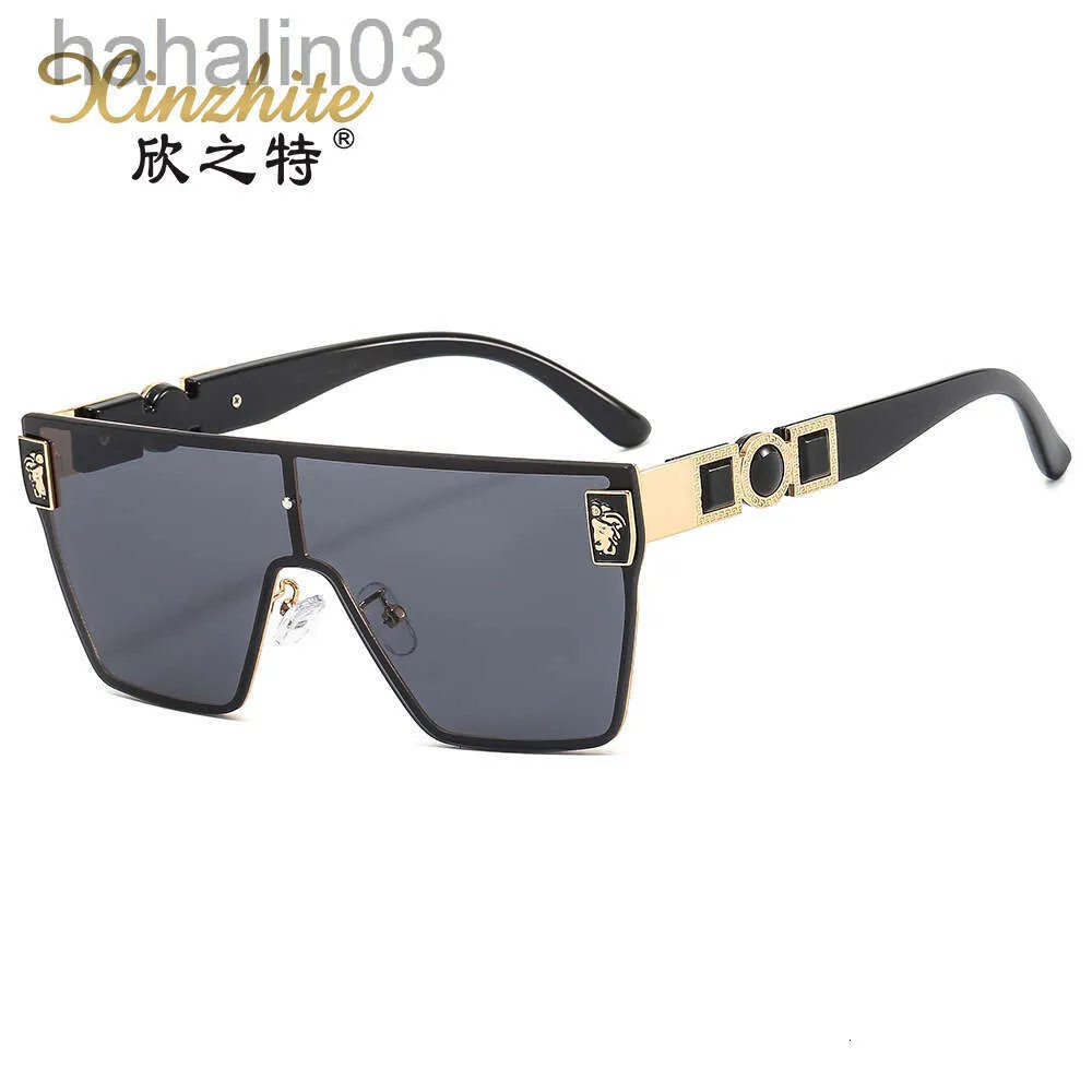 Desginer vercaces vesace verace sunglasses Fashion Rivet Fan Jiamei Head Sunglasses Personalized Onepiece Sunglasses Net Red Tide Glasses