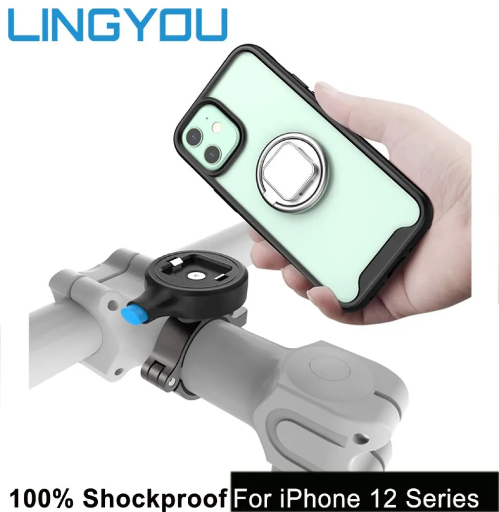 Lingyou aluminiumlegering cykel telefonhållarehocksäker fodral cykel mobil mobiltelefonhållare motorcykel för iPhone 12 mini12pro max1556809