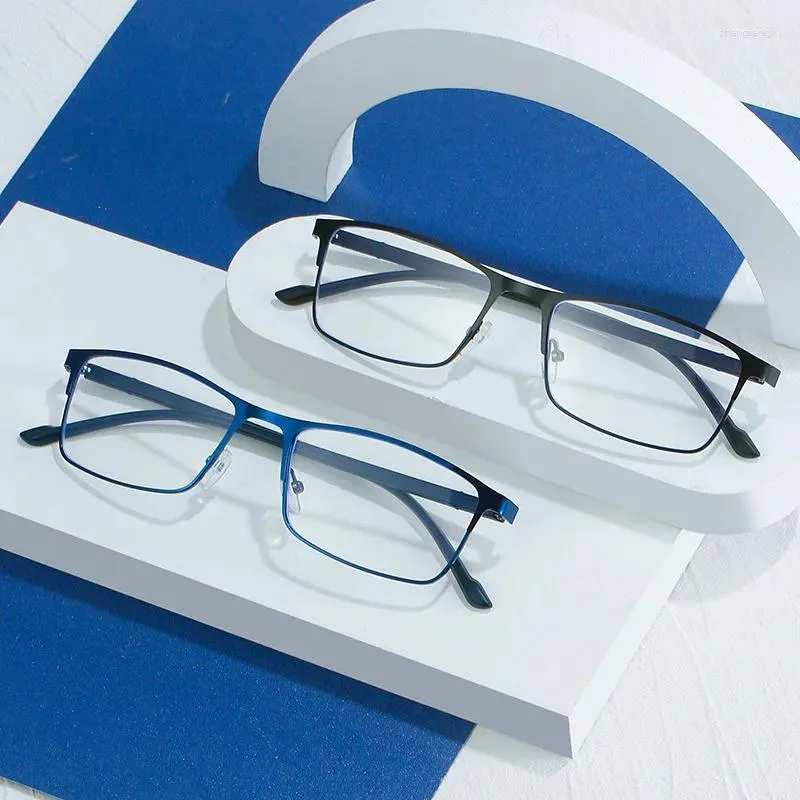 Gafas de sol Glasias Men Classic Blue Light Bloqueo de anteojos Marco de metal óptico Eyewear -1.0 -1.5 -2.0 -2.5 a -6.0