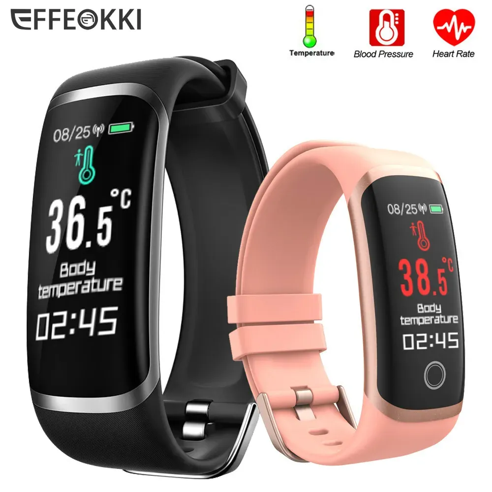 Bileklikler Effeokki Wearfit 2.0 Akıllı Bileklik İzleme Sıcaklık Adım Kartış Hız Termometresi Ekran Dokunma Fitness Band Tracker