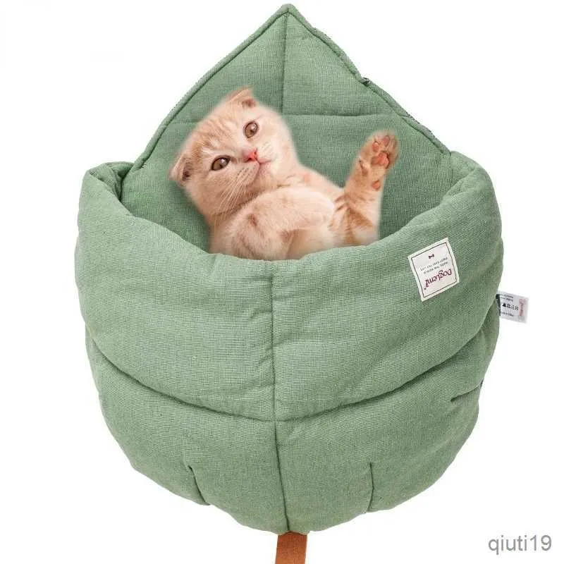 Lits de lits de chat meubles de chat sac de couchage lin tissu lin lit de chat de chat ne nid de feuille du nage