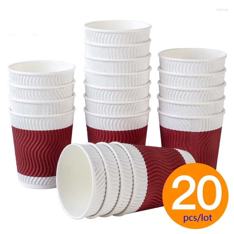 Tasses jetables Paies 280 ml de papier tasse de papier 9 oz Café épais kraft anti-chauffage de bureau à main